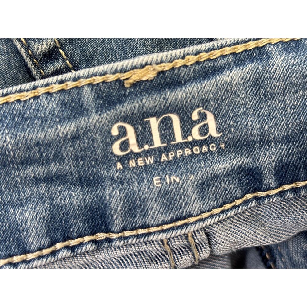 A.n.a A New Approach Jeans Womens 12 Blue Mid Rise Straight Stretch Embroidered - Picture 3 of 7